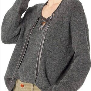 Rails Amelia Lace-Up Wool & Cashmere Blend Sweater Medium